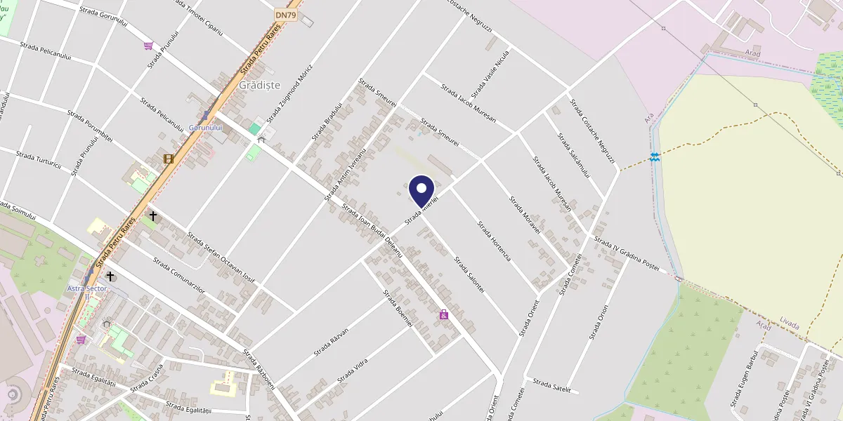 Map of Mierlei 12, 310204 Arad, Romania; opens Google Maps